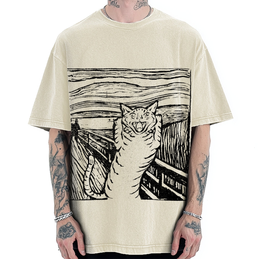 Scream Cat Vintage Washed T-shirt