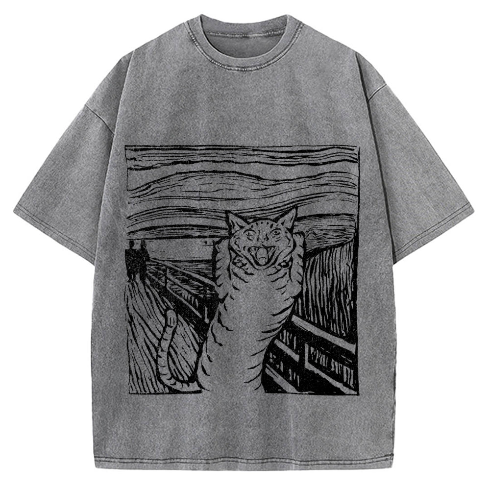 Scream Cat Vintage Washed T-shirt