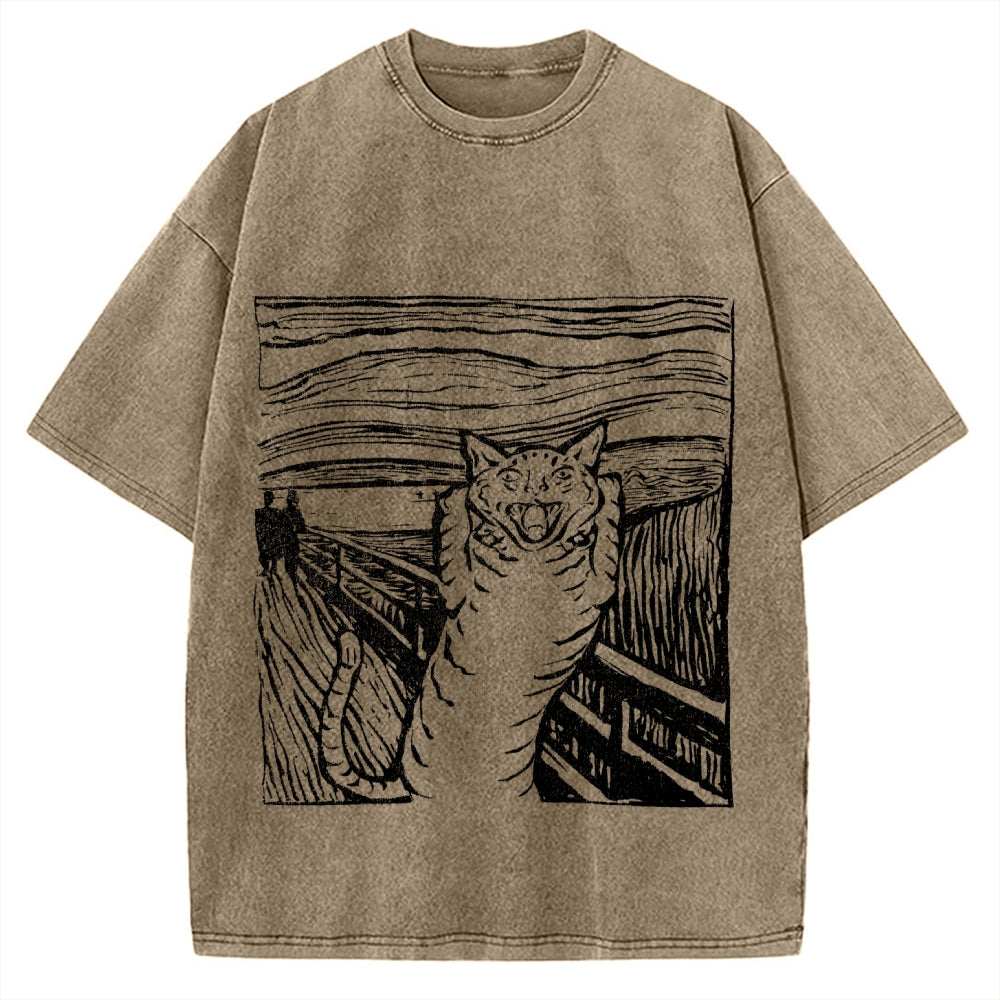 Scream Cat Vintage Washed T-shirt