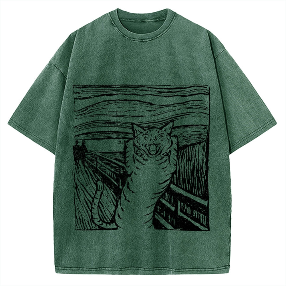 Scream Cat Vintage Washed T-shirt