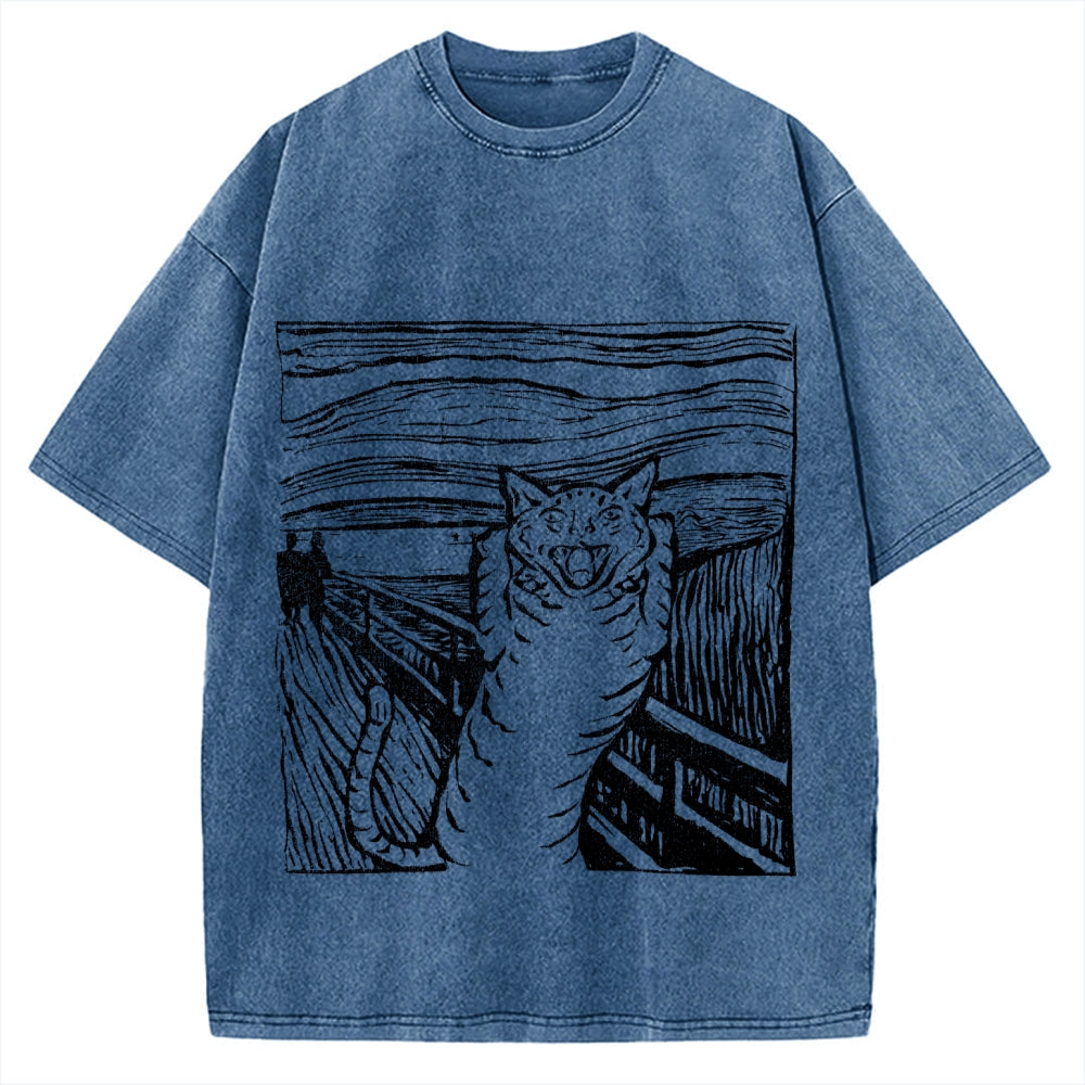 Scream Cat Vintage Washed T-shirt