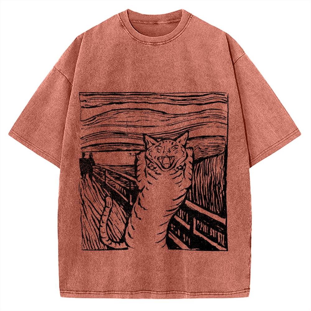 Scream Cat Vintage Washed T-shirt