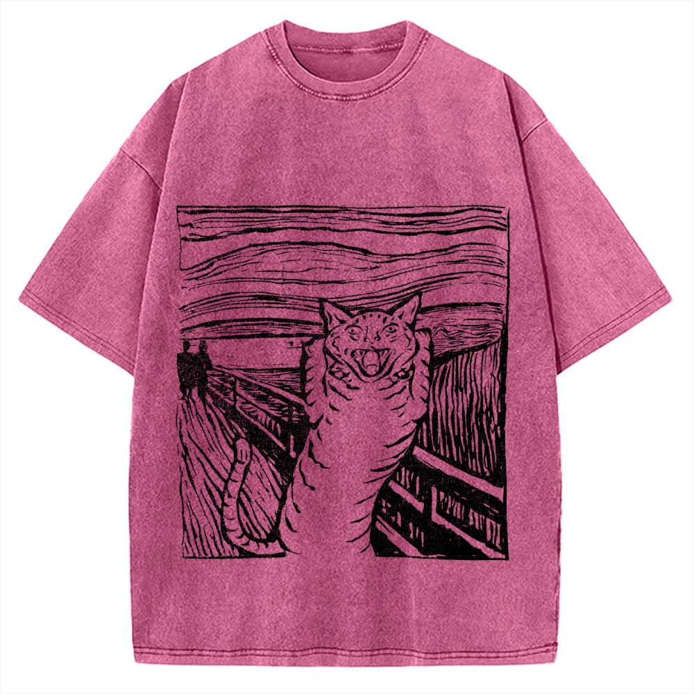 Scream Cat Vintage Washed T-shirt