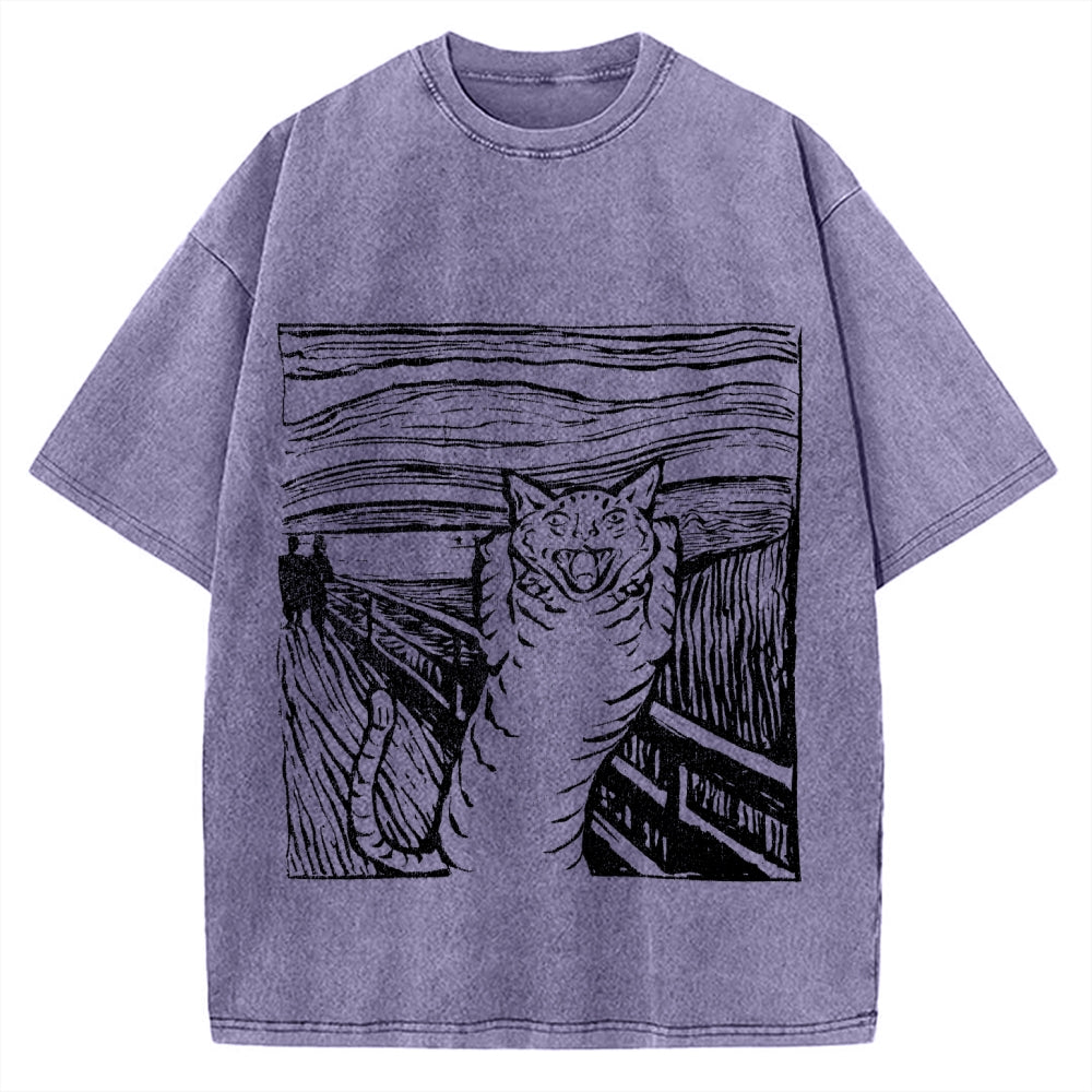Scream Cat Vintage Washed T-shirt