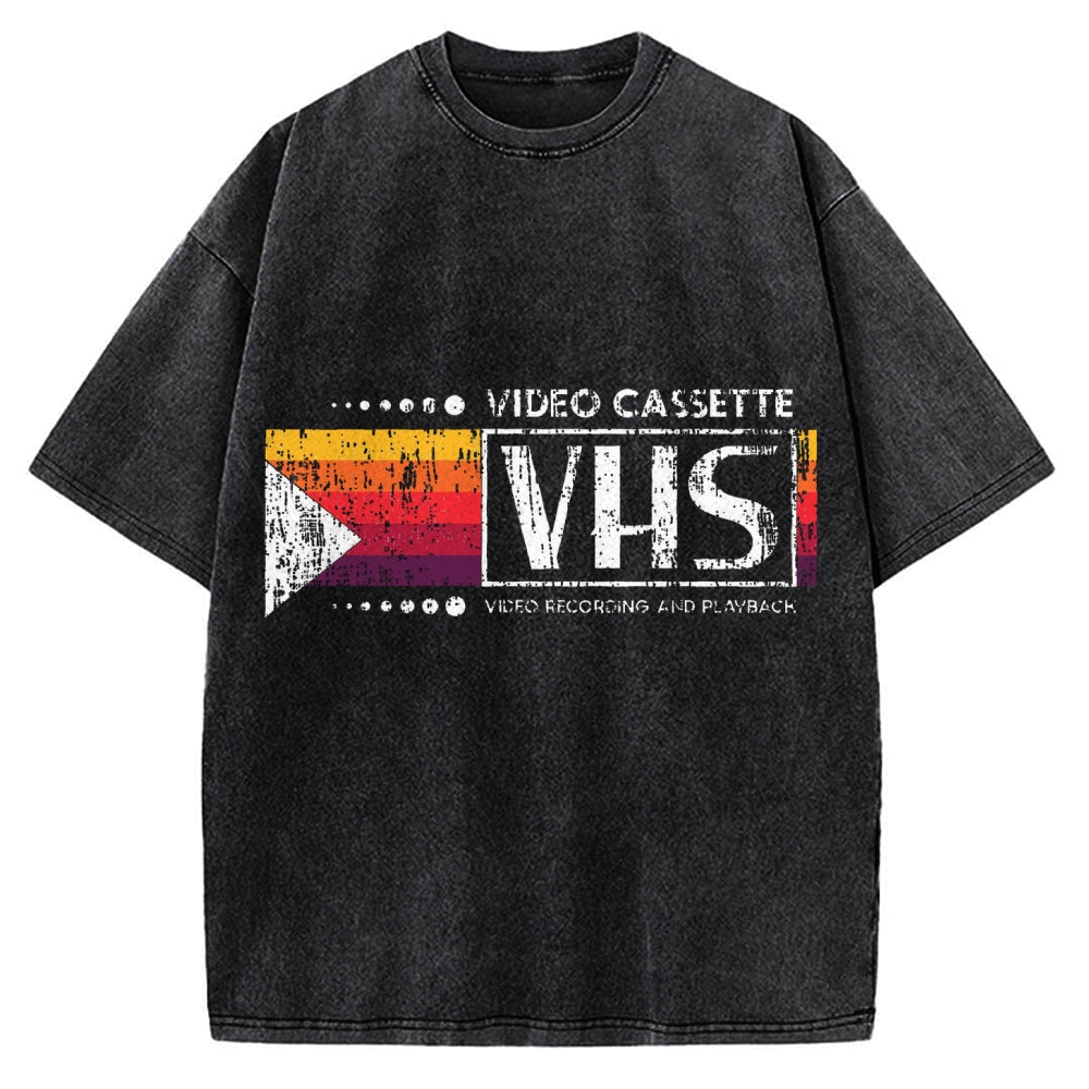 Japanese VHS Video Cassette Vintage Washed T-shirt