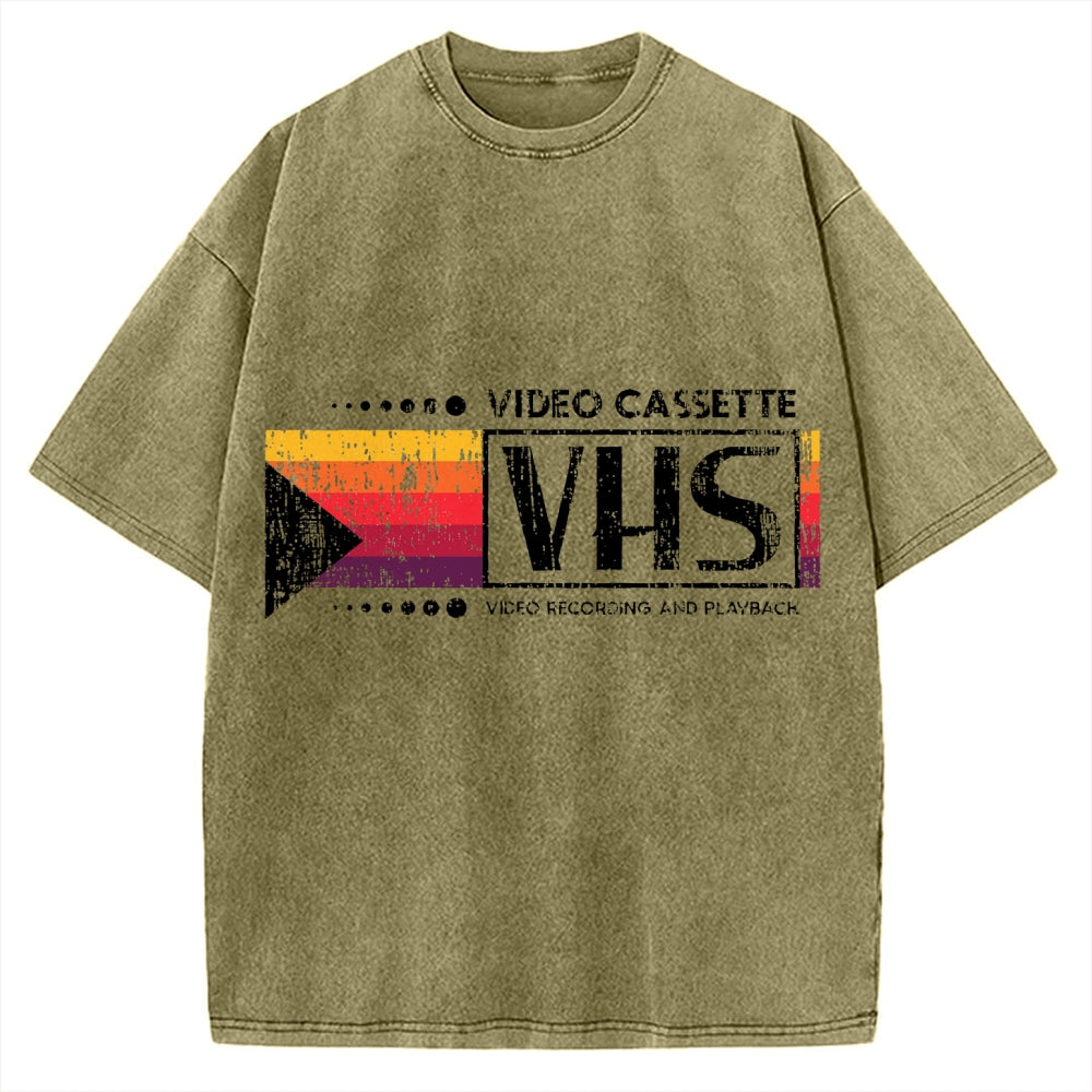 Japanese VHS Video Cassette Vintage Washed T-shirt