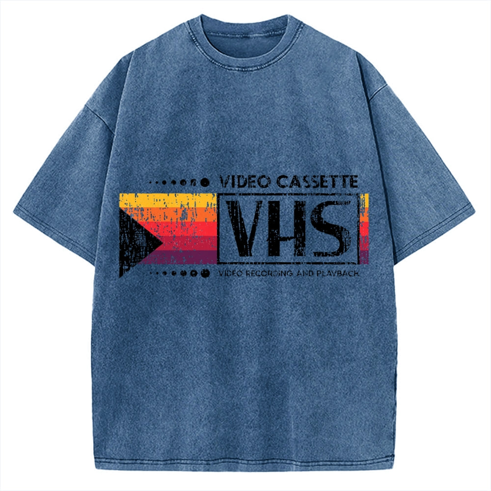 Japanese VHS Video Cassette Vintage Washed T-shirt