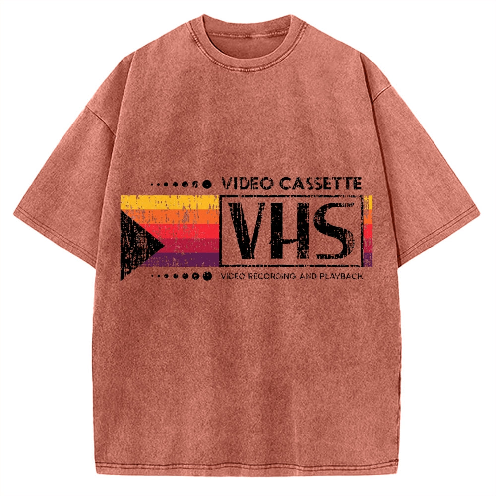 Japanese VHS Video Cassette Vintage Washed T-shirt
