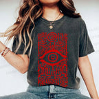 Unisex Vintage Eye Graffiti Printed Washed Tee