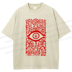 Unisex Vintage Eye Graffiti Printed Washed Tee