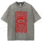 Unisex Vintage Eye Graffiti Printed Washed Tee