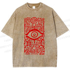 Unisex Vintage Eye Graffiti Printed Washed Tee