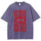 Unisex Vintage Eye Graffiti Printed Washed Tee