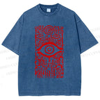 Unisex Vintage Eye Graffiti Printed Washed Tee
