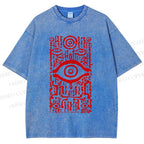 Unisex Vintage Eye Graffiti Printed Washed Tee