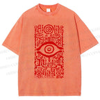 Unisex Vintage Eye Graffiti Printed Washed Tee
