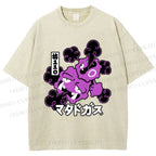 Unisex Japanese Anime Gastly Printed Washed Tee