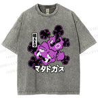 Unisex Japanese Anime Gastly Printed Washed Tee