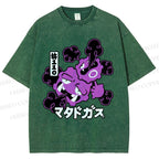 Unisex Japanese Anime Gastly Printed Washed Tee