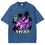 Unisex Japanese Anime Gastly Printed Washed Tee