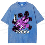 Unisex Japanese Anime Gastly Printed Washed Tee
