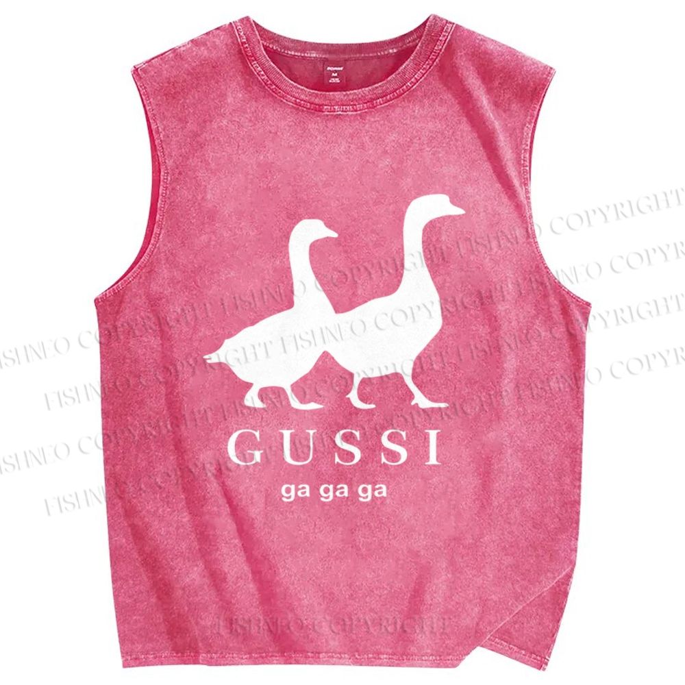 Unisex Goose Printed Washed Tank Top