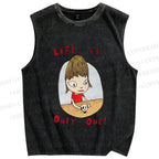 Unisex Yoshitomo Nara Printed Washed Tank Top