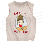 Unisex Yoshitomo Nara Printed Washed Tank Top