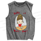 Unisex Yoshitomo Nara Printed Washed Tank Top