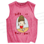 Unisex Yoshitomo Nara Printed Washed Tank Top
