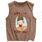 Unisex Yoshitomo Nara Printed Washed Tank Top