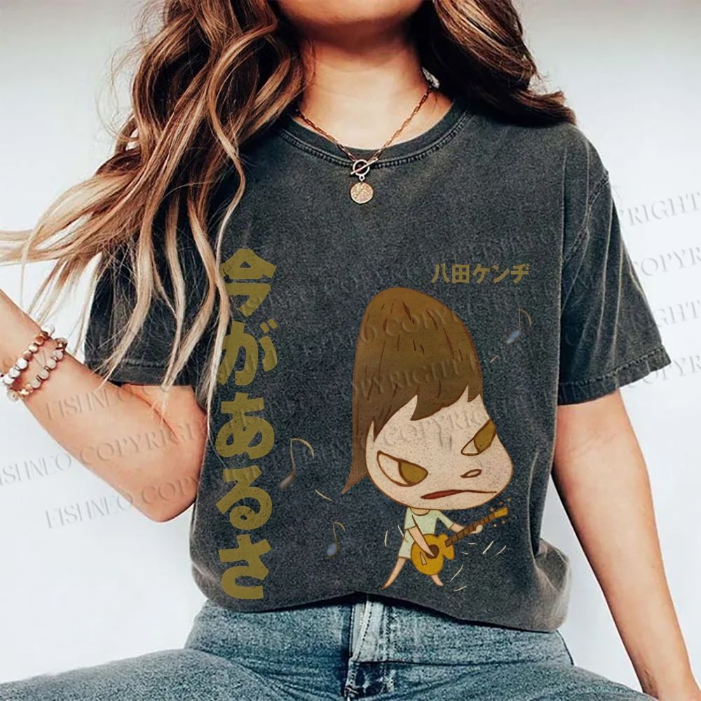 Unisex Yoshitomo Nara Printed Washed Tee