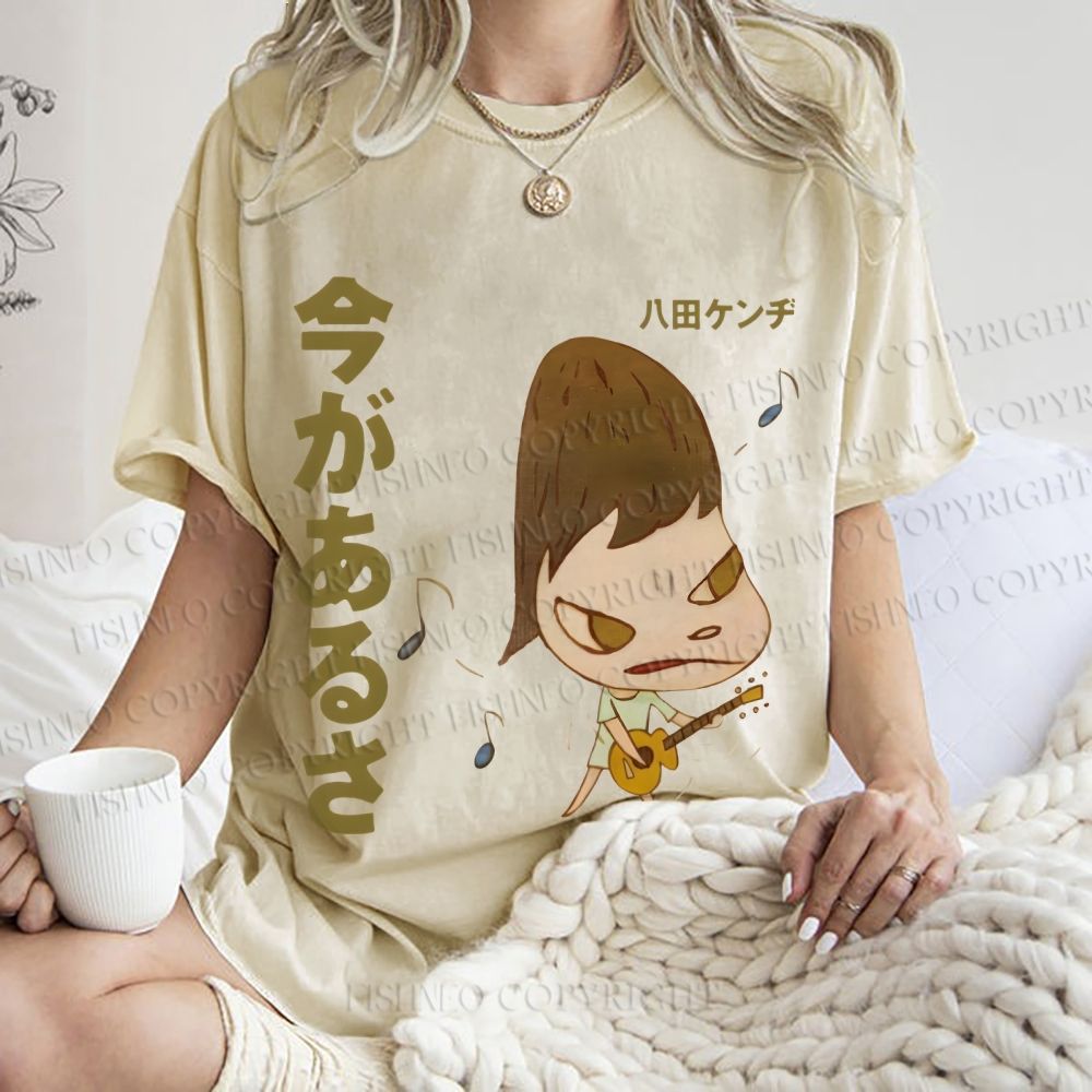 Unisex Yoshitomo Nara Printed Washed Tee