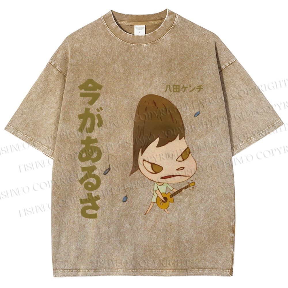 Unisex Yoshitomo Nara Printed Washed Tee