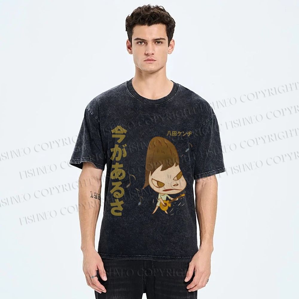 Unisex Yoshitomo Nara Printed Washed Tee