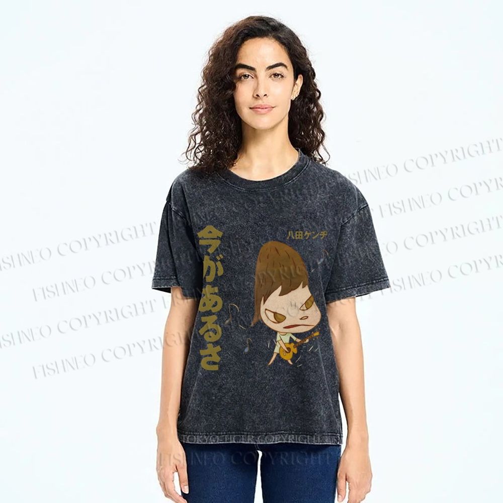 Unisex Yoshitomo Nara Printed Washed Tee