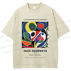 Unisex Colorful Art Geometric Printed Washed Tee
