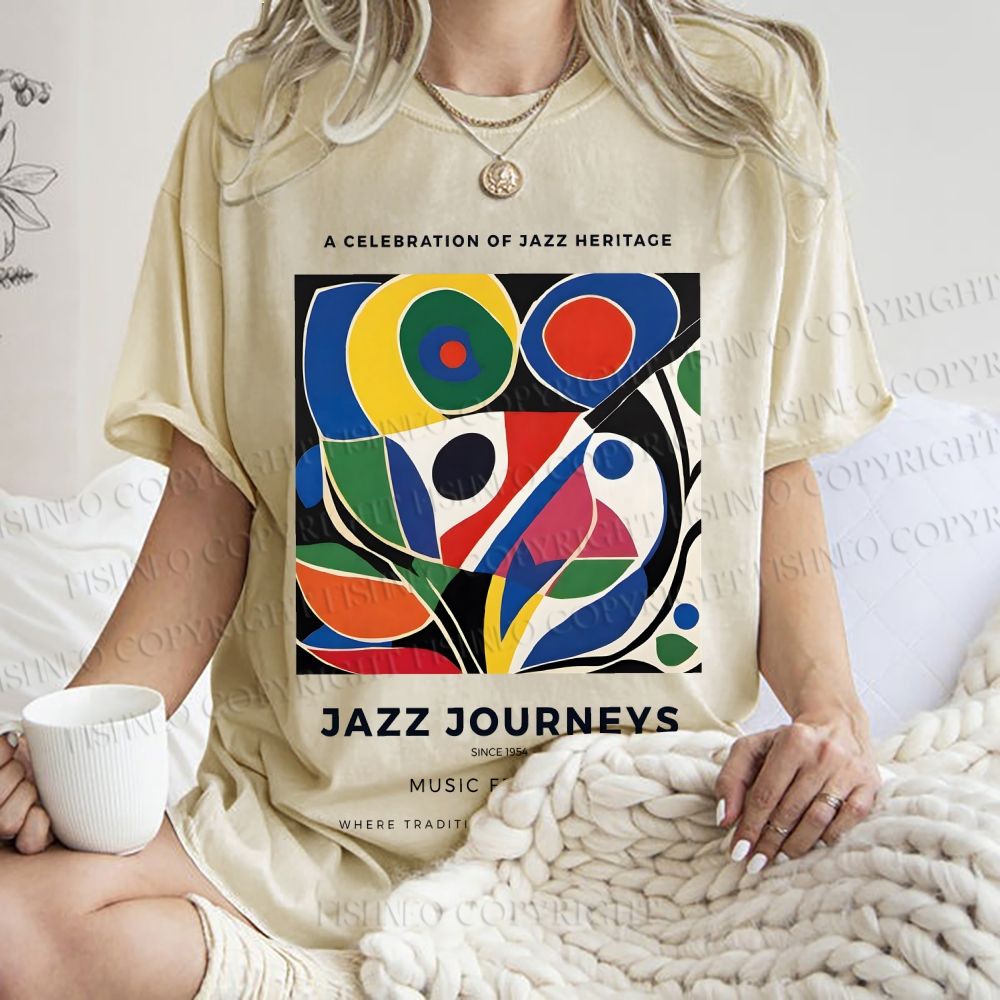 Unisex Colorful Art Geometric Printed Washed Tee
