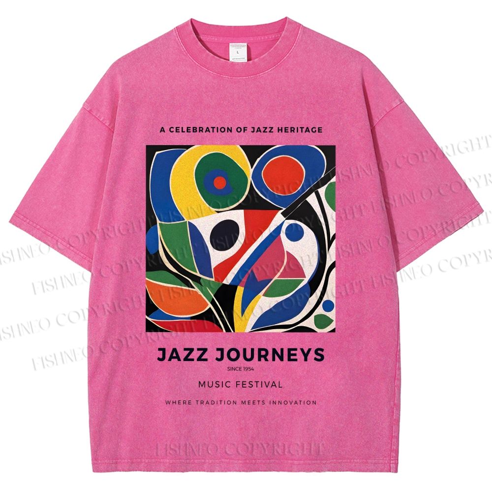 Unisex Colorful Art Geometric Printed Washed Tee