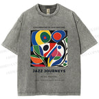 Unisex Colorful Art Geometric Printed Washed Tee