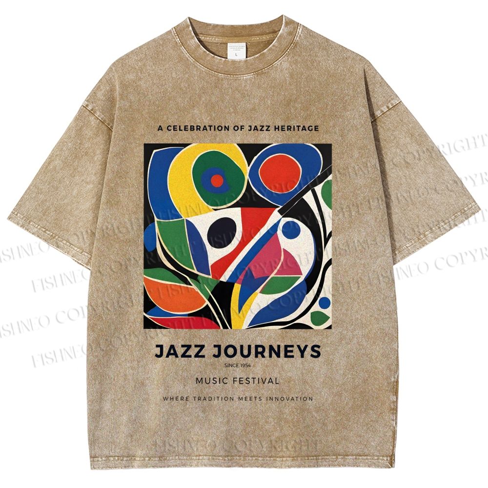 Unisex Colorful Art Geometric Printed Washed Tee