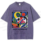 Unisex Colorful Art Geometric Printed Washed Tee