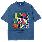 Unisex Colorful Art Geometric Printed Washed Tee