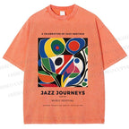 Unisex Colorful Art Geometric Printed Washed Tee
