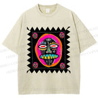 Unisex Colorful Art Portrait Printed Washed Tee