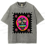 Unisex Colorful Art Portrait Printed Washed Tee