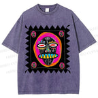 Unisex Colorful Art Portrait Printed Washed Tee