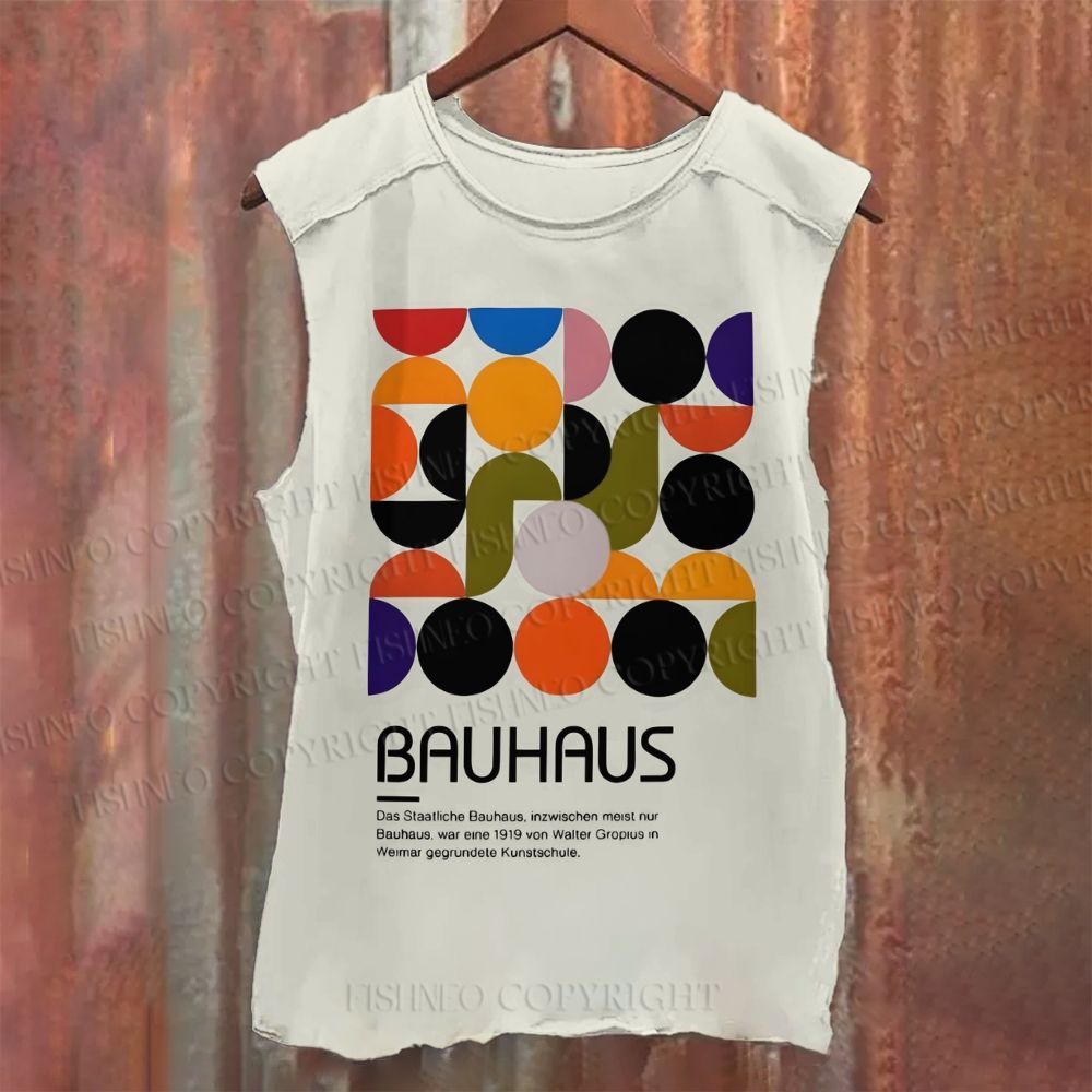 Casual Vintage Bauhaus Design Printed Tank Top