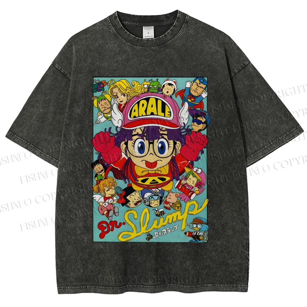 Unisex Japanese Anime Printed Washed Tee