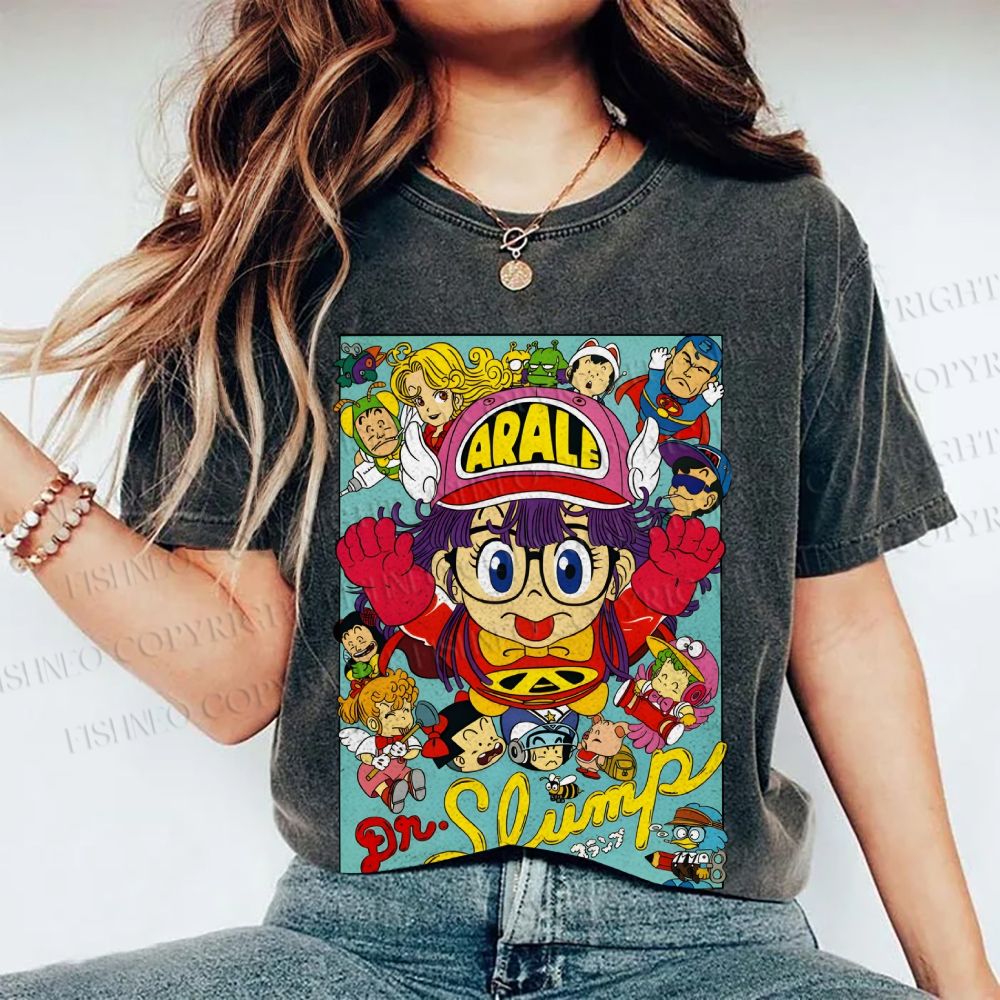 Unisex Japanese Anime Printed Washed Tee